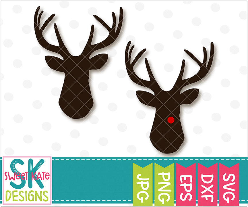 Download Deer Head SVG DXF EPS PNG JPG - Sweet Kate Designs