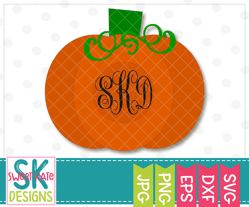 Download Fall Pumpkin With Monogram Option Svg Dxf Eps Png Jpg Sweet Kate Designs