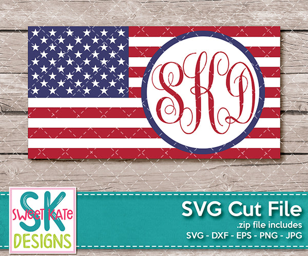 Flag Of The United States With Monogram Option Svg Dxf Eps Png