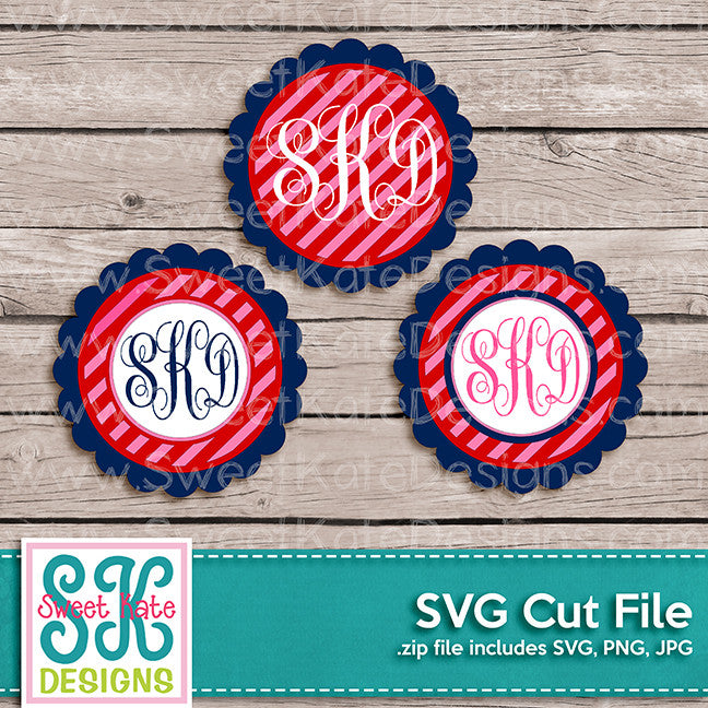 Download Flower Circle Monogram Stripe Svg Sweet Kate Designs