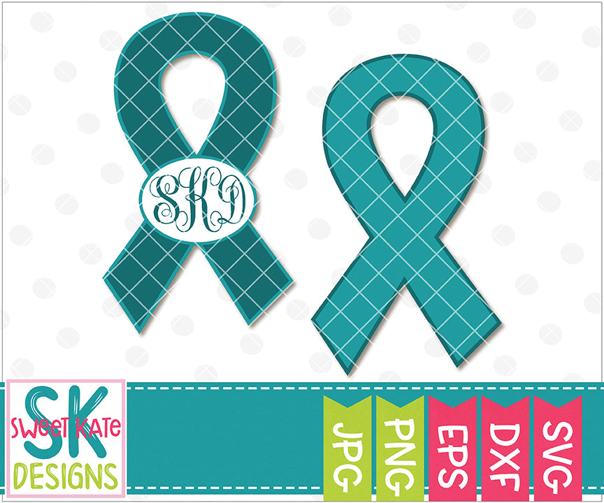 Download Food Allergy Awareness Teal Ribbon With Monogram Option Svg Dxf Eps Pn Sweet Kate Designs
