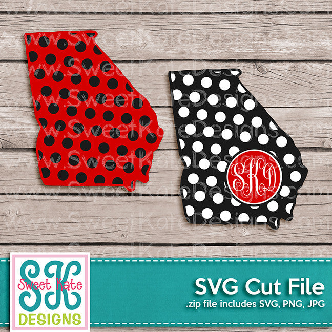 Download Georgia With Monogram Option Polka Dot Svg Sweet Kate Designs