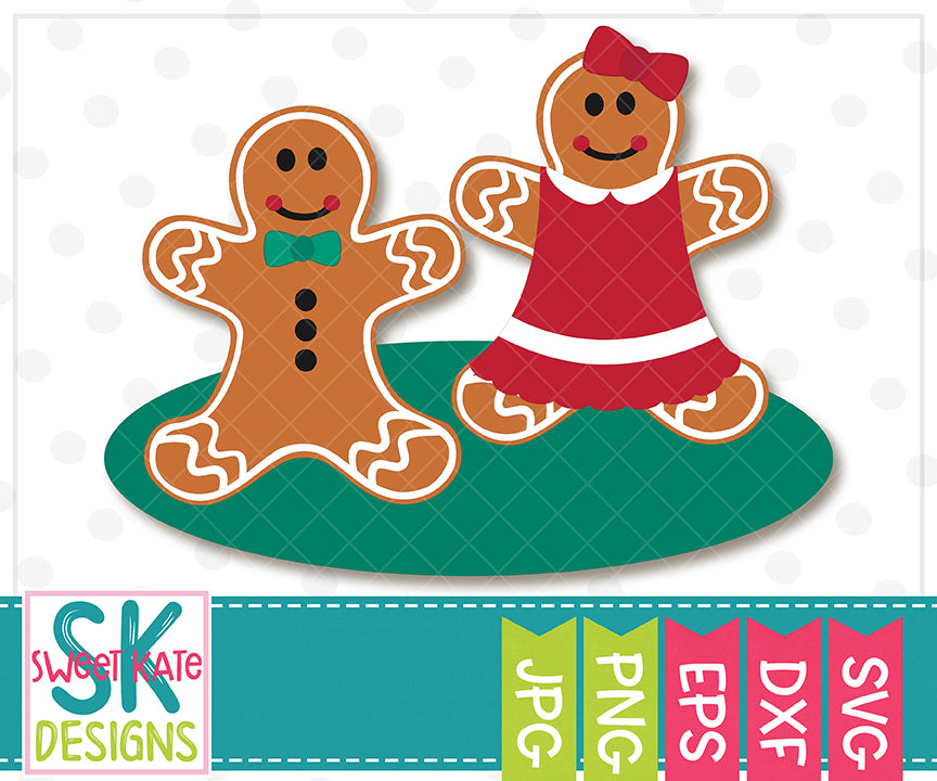 Download Gingerbread Couple Svg Dxf Eps Png Jpg Sweet Kate Designs