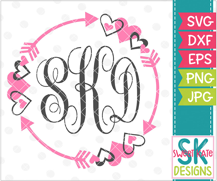 Download Hearts & Arrows Monogram Circles SVG DXF EPS PNG JPG ...