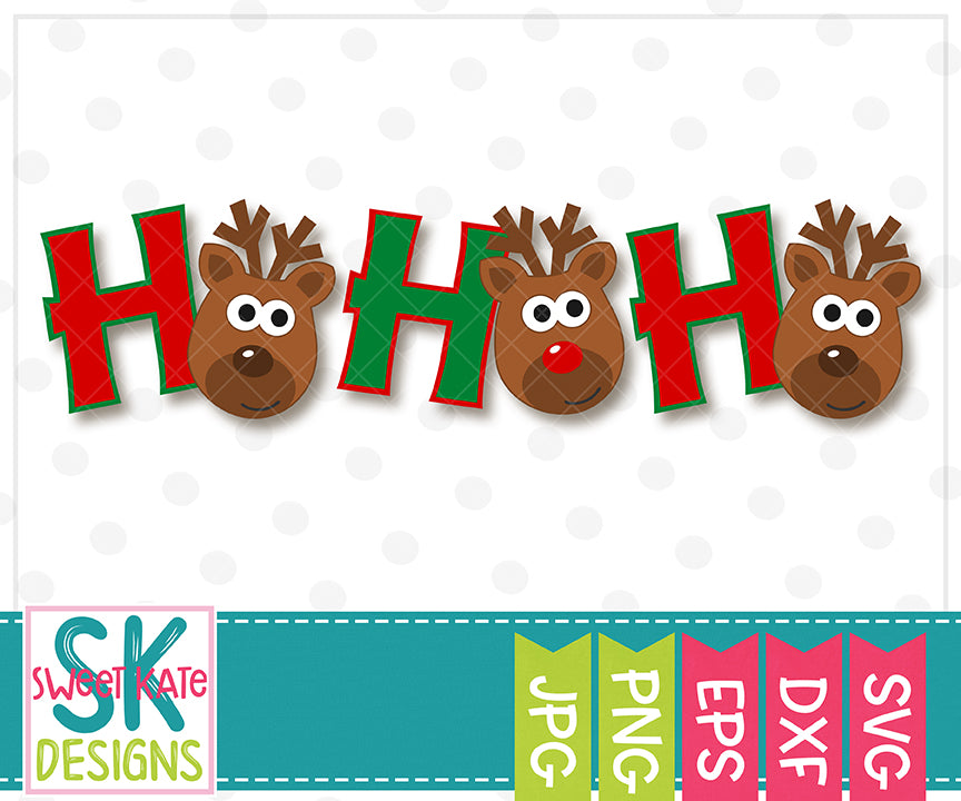 Download Ho Ho Ho With Reindeer Svg Dxf Eps Png Jpg Sweet Kate Designs