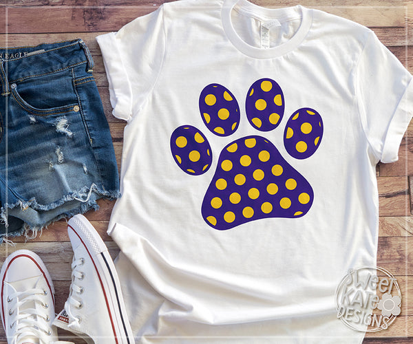 Download Paw Print with Monogram Option Polka Dot SVG DXF EPS PNG ...