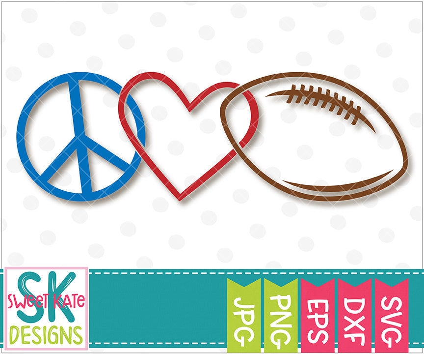 Download Peace Love Football Svg Dxf Eps Png Jpg Sweet Kate Designs