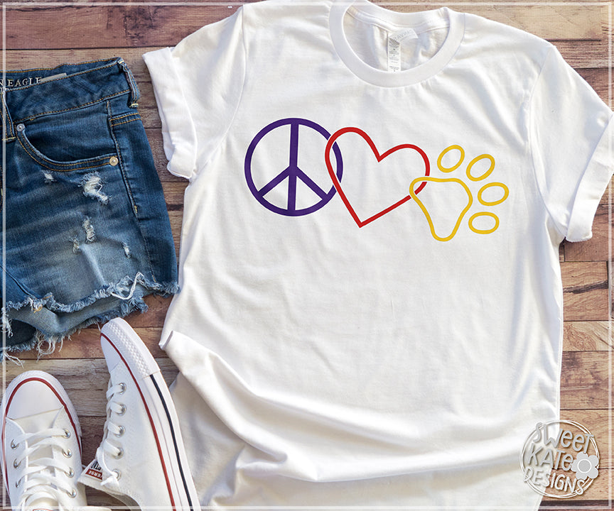 Download Peace Love Paw Print SVG DXF EPS PNG JPG - Sweet Kate Designs