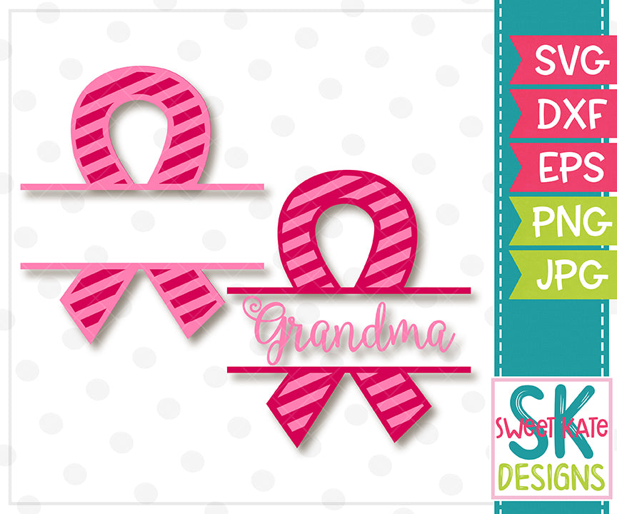 Download Pink Split Cancer Awareness Ribbon With Grandma Option Stripe Svg Dxf Sweet Kate Designs