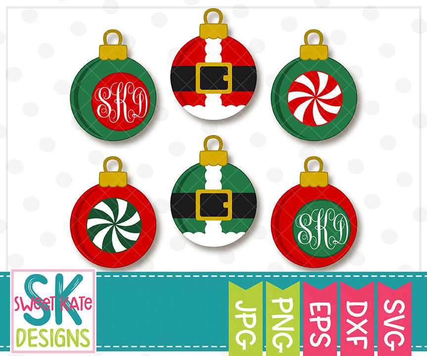 Download Santa Ornaments SVG DXF EPS PNG JPG - Sweet Kate Designs