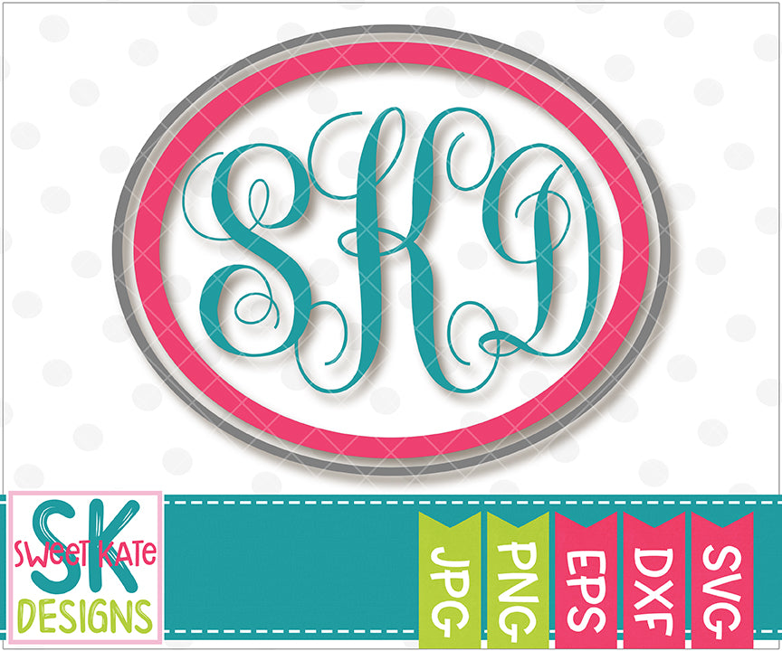 Download Simple Oval Monogram Frame Svg Dxf Eps Png Jpg Sweet Kate Designs