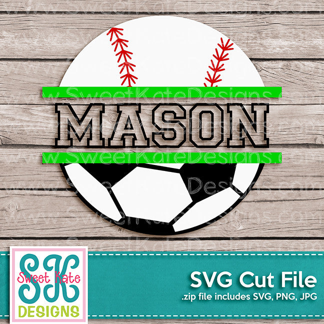 Download Split Baseball Or Softball And Soccer Ball Svg Sweet Kate Designs