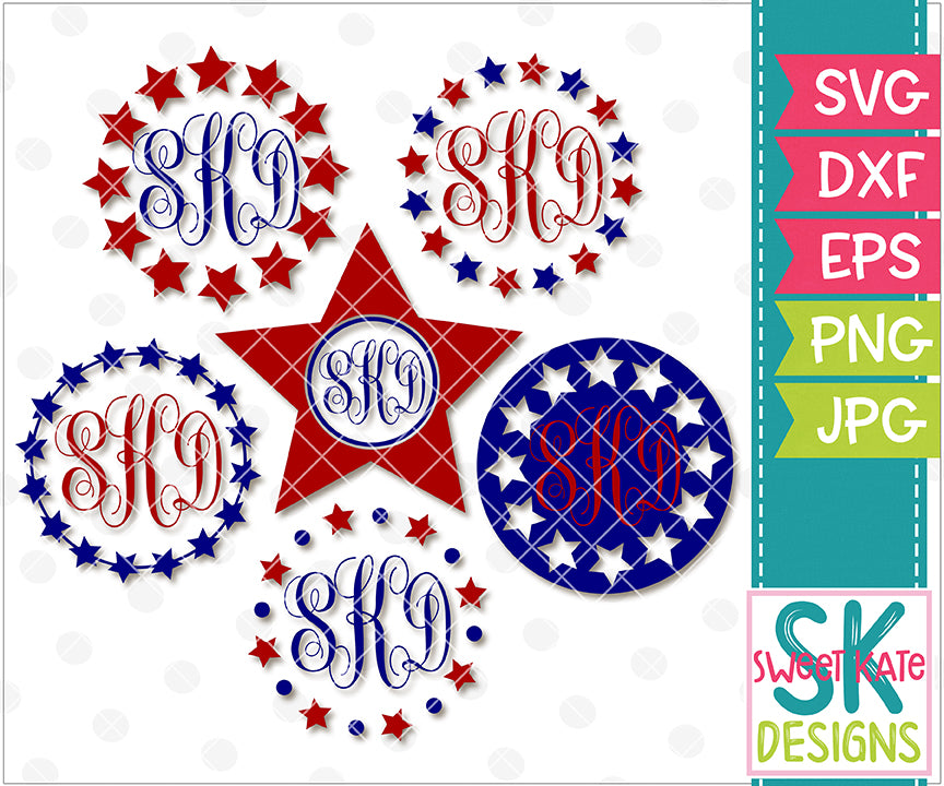 Download Star Monogram Circles SVG DXF EPS PNG JPG - Sweet Kate Designs