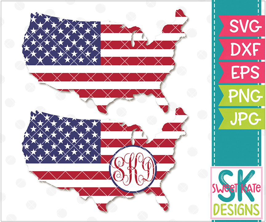 United States Usa Flag With Monogram Option Svg Dxf Eps Png Jpg Sweet Kate Designs