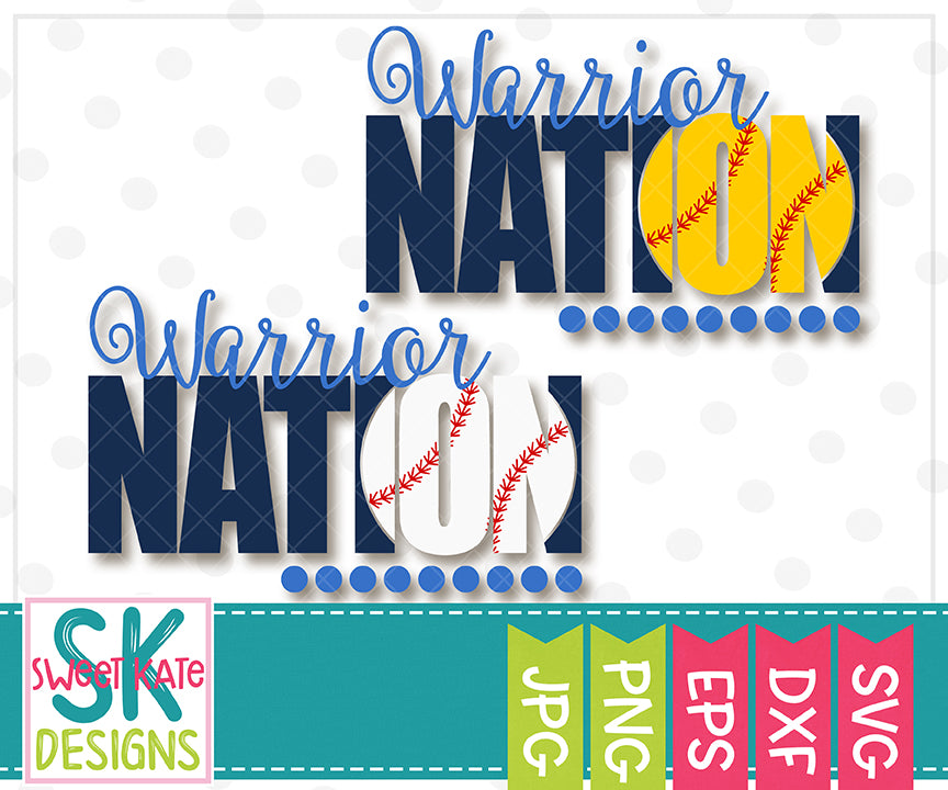 Download Warrior Nation With Knockout Baseball Or Softball Svg Dxf Eps Png Jpg Sweet Kate Designs