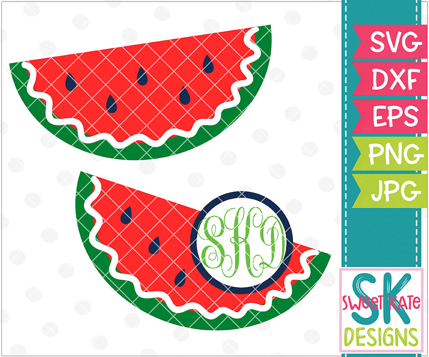 Watermelon Slice with Monogram Option SVG DXF EPS PNG JPG ...