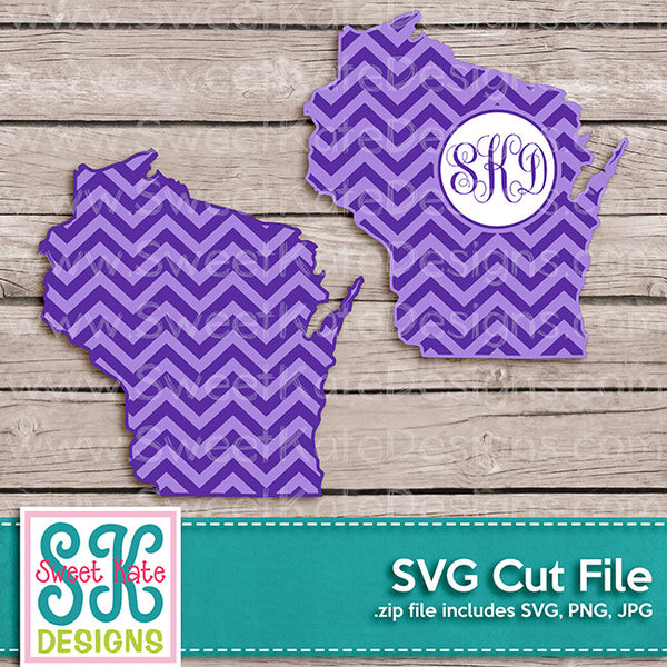 Download Wisconsin with Monogram Option Chevron SVG - Sweet Kate ...