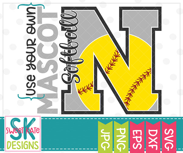 *NEW* Your Own Mascot N Softball SVG DXF EPS PNG JPG - Sweet Kate Designs