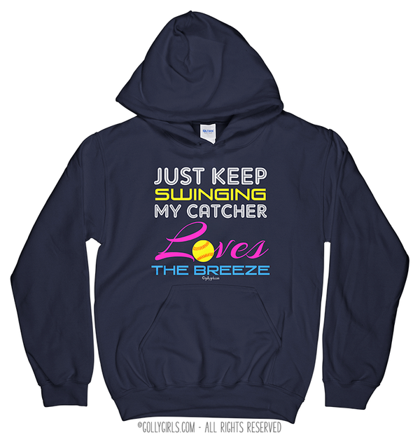 Just Keep Swinging Softball Hoodie (Youth-Adult)
