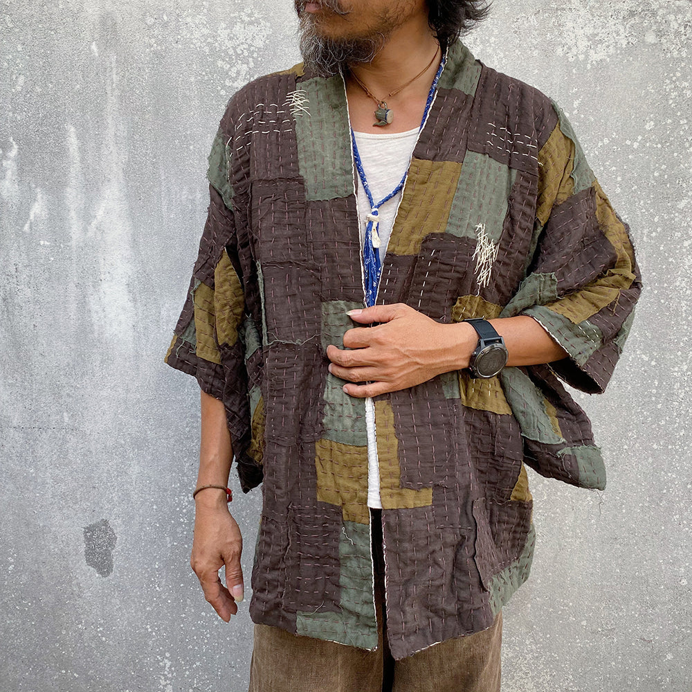 ボタニカル ミディアムベール hand-stitched patchwork china jacket