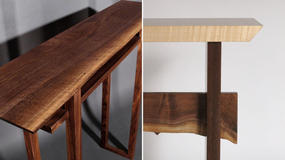 live edge tables for entryways and hall tables by Mokuzai Furniture