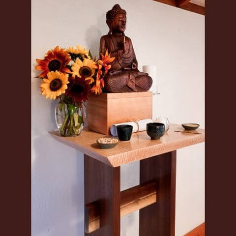 Statement Altar Table for meditation space wellness room trend 2023 with Mokuzai Furniture