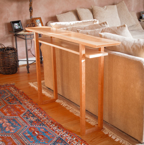 a narrow modern sofa console table by Mokuzai Furniture