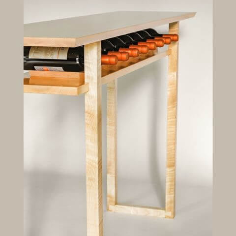 unique wine display table for wine storage by Mokuzai Furniture