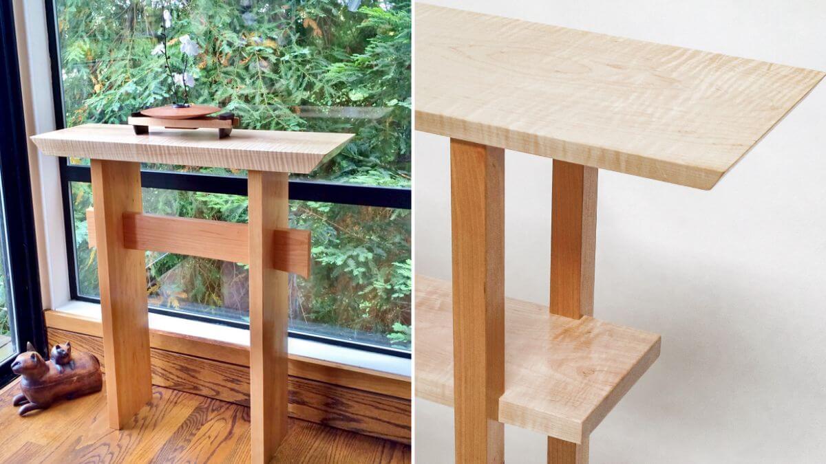tiger maple and cherry entryway furniture designs by Mokuzai Furniture