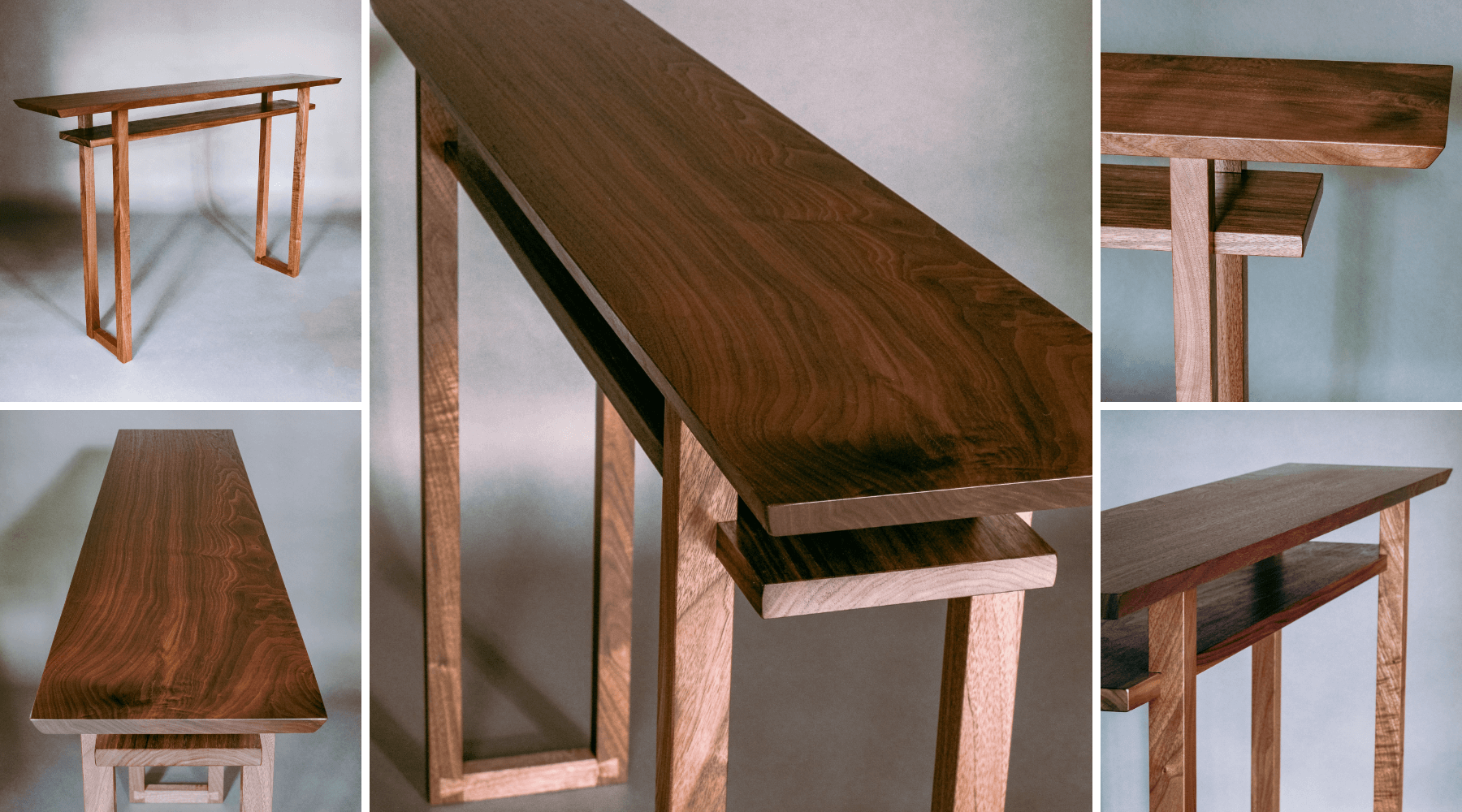 The Classic Console Table by Mokuzai Furniture - narrow modern hall table in solid walnut