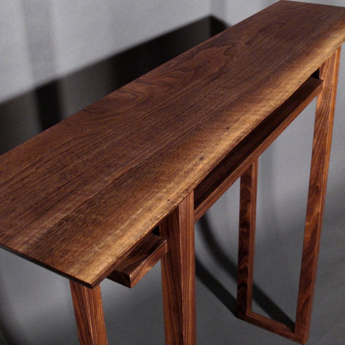 narrow walnut console table