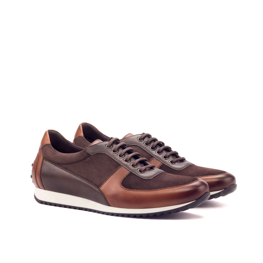 Brown Leather & Suede Trainer Sneakers