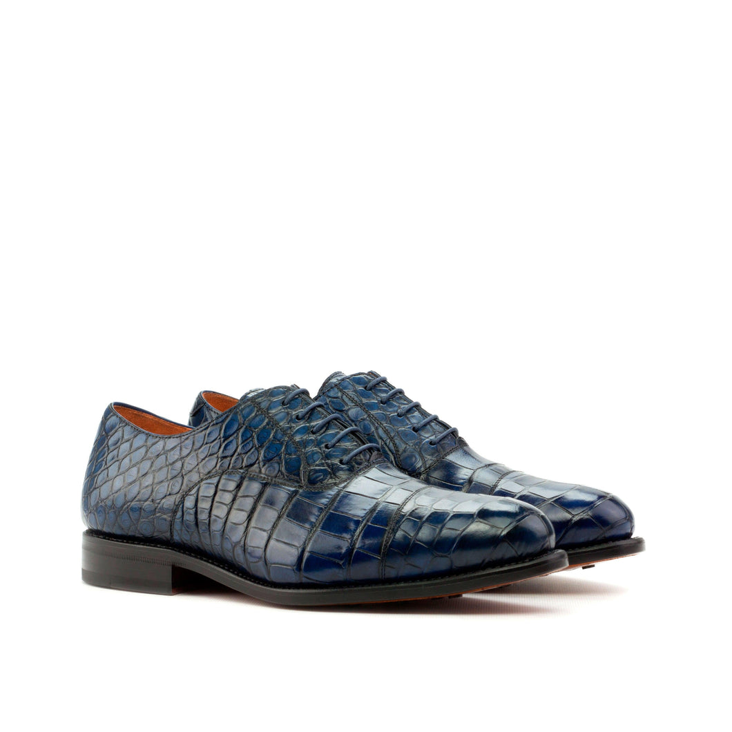 Navy Alligator Oxford Shoes - Oxford 