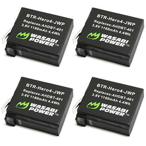 GoPro HERO4, AHDBT-401, AHBBP-401 Battery (4-Pack) by Wasabi Power