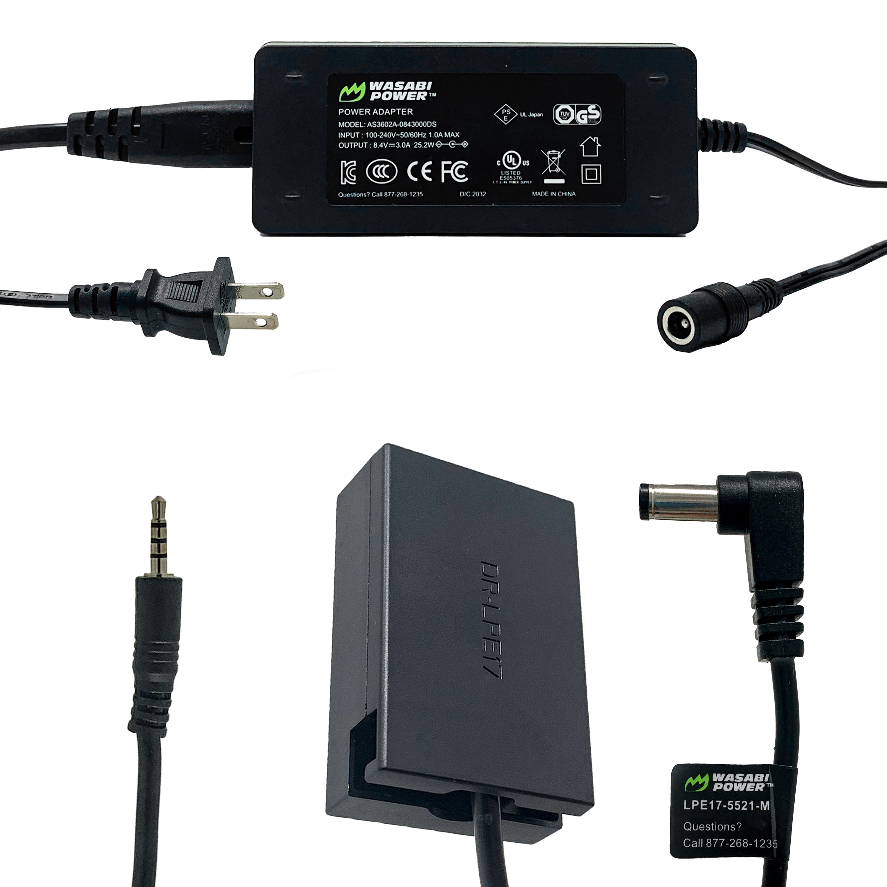 Canon LP-E17, DR-E17 DC Coupler with AC Power Adapter by Wasabi Power