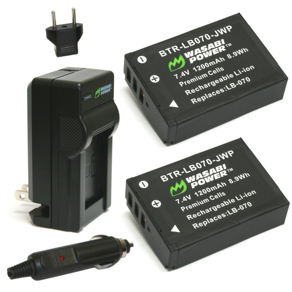 Kodak LB-070 Battery (2-Pack) and Charger by Wasabi Power