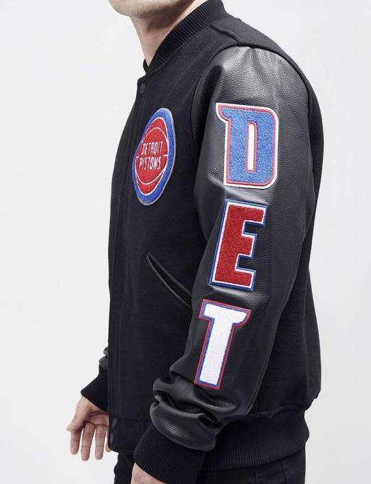 Detroit Pistons Full Leather Jacket - Navy Small