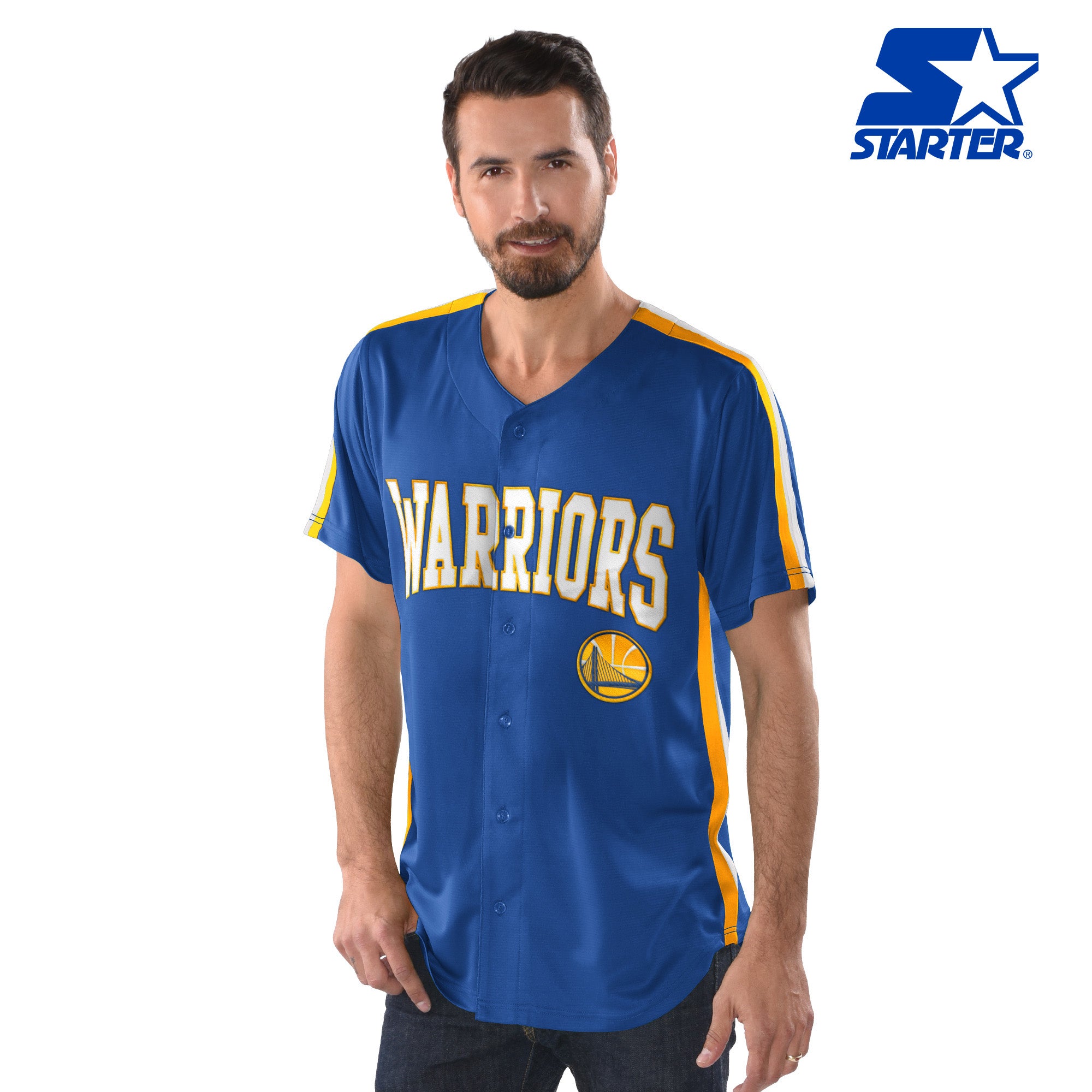 golden state warriors button up jersey