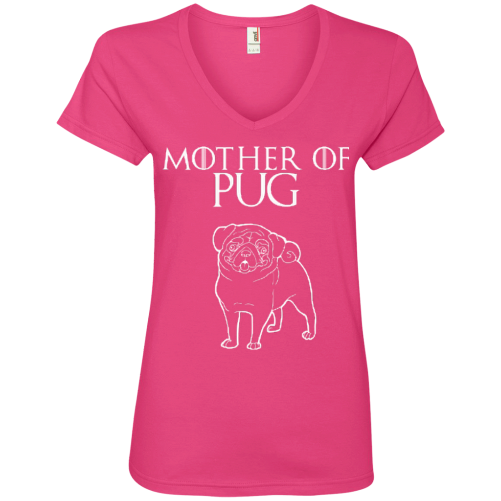Mother Of Pug  Ladies' V-Neck Tee