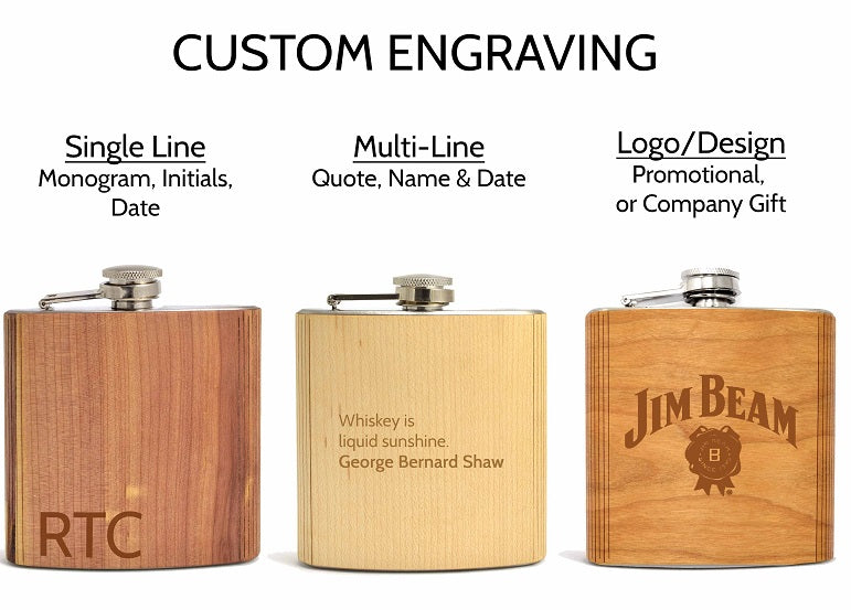 Custom Engraved Cedar Flask