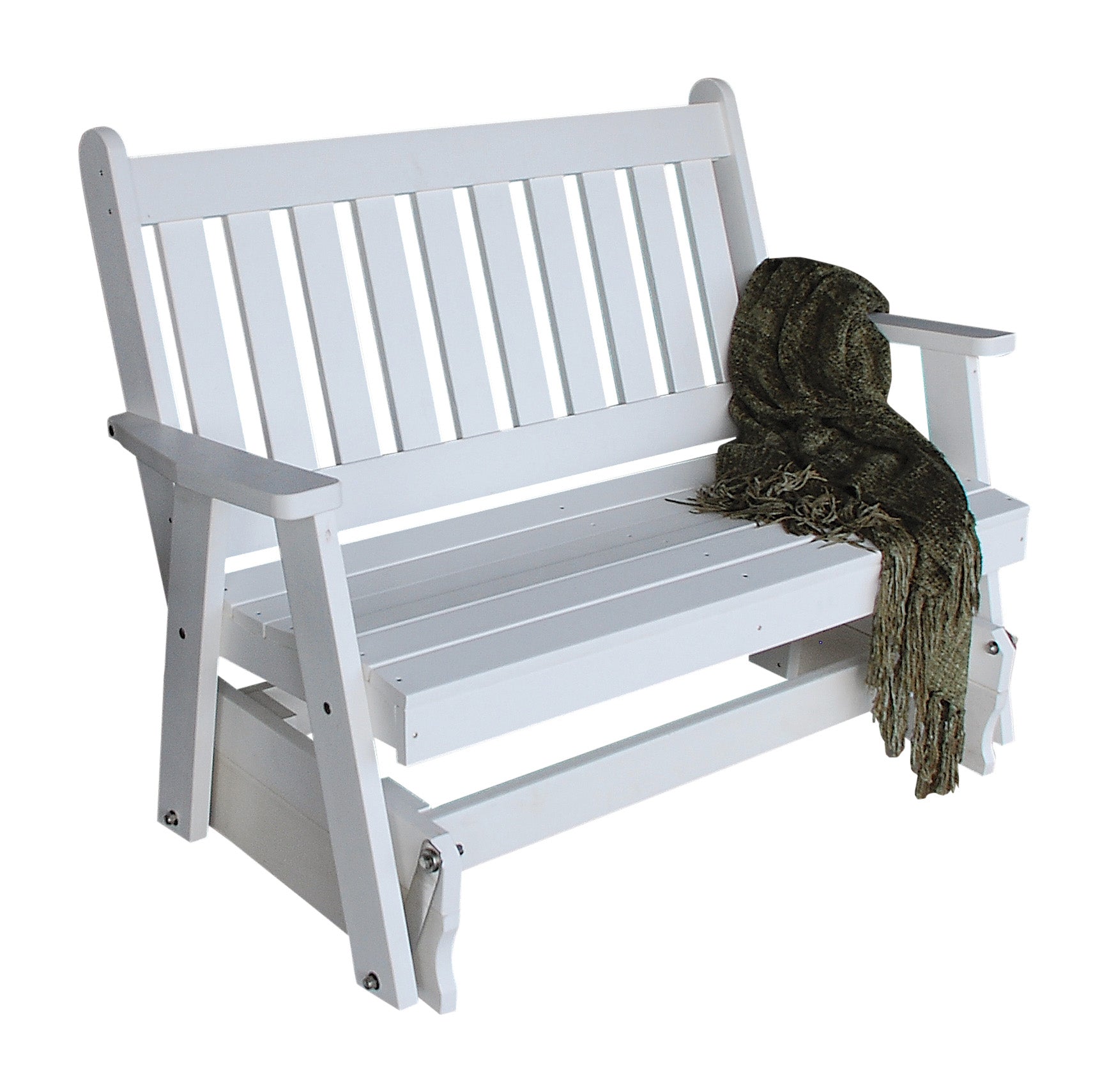 white wooden glider bench