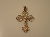 Crucifix Cross BIG 14K Yellow Gold 1 1/4 inch ornate design