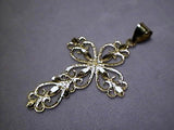 Cross 14K Yellow Gold Hearts and Scroll 1 7/8th inches