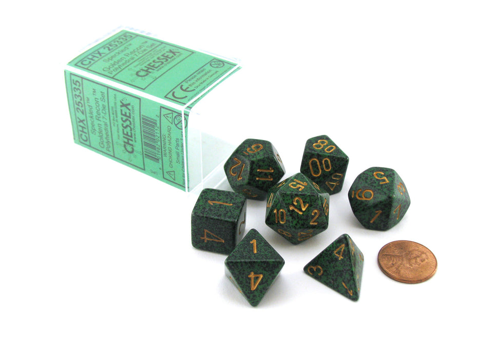 Polyhedral 7-Die Chessex Dice Set - Speckled Golden Recon — Pippd