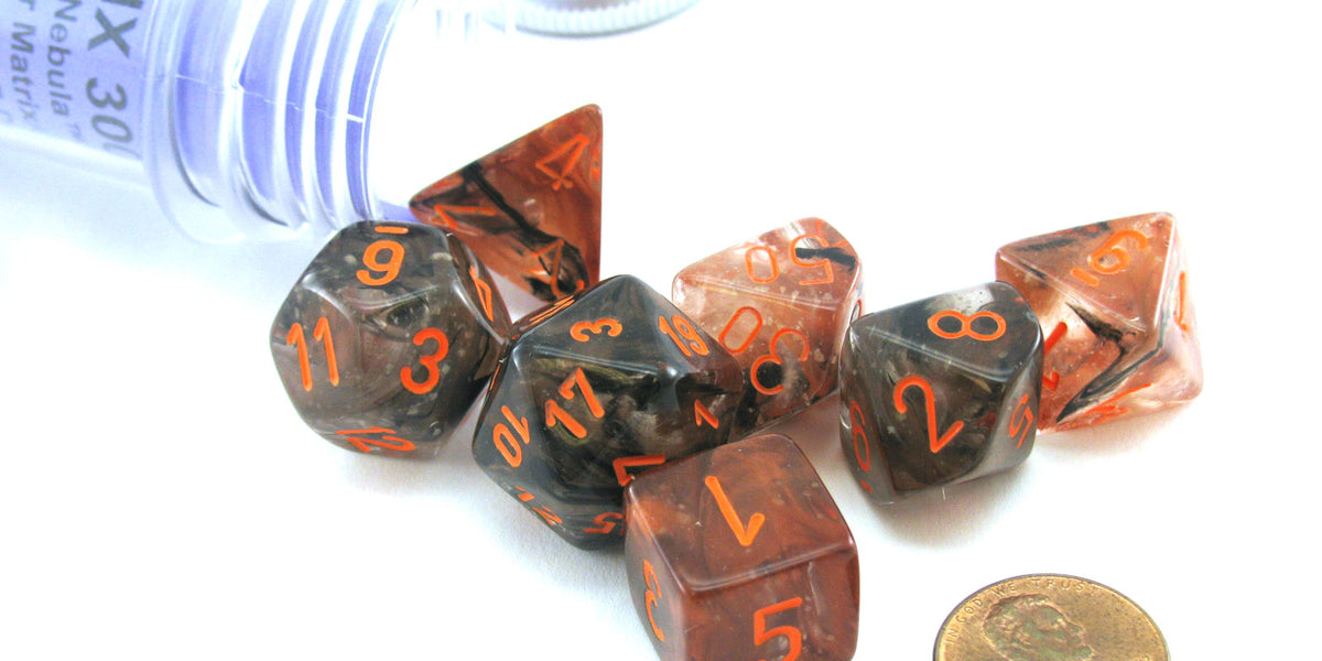 Polyhedral 7-Die Luminary Chessex Lab Dice 4 - Nebula Copper — Pippd