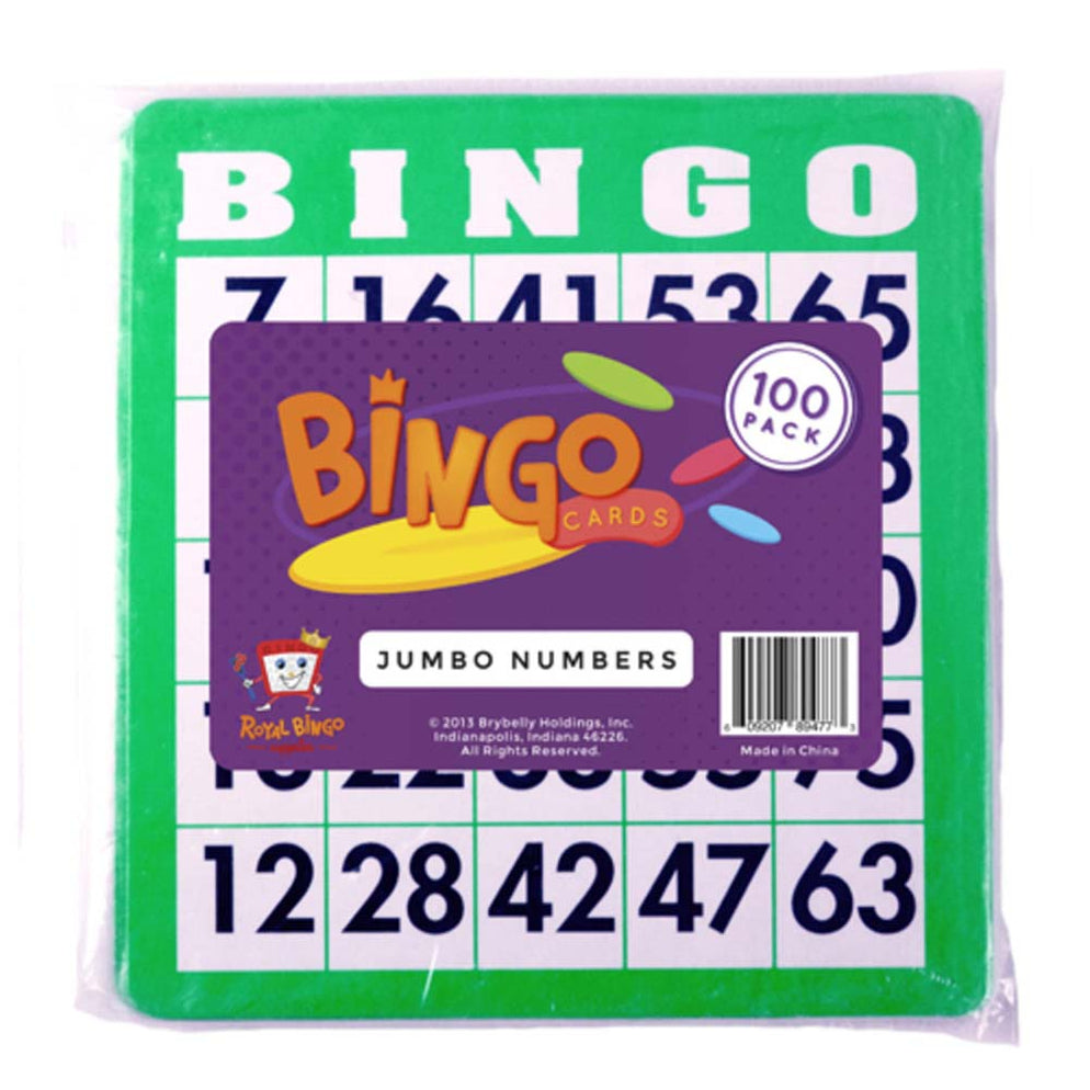 Pack of 100 Bingo Cards with Jumbo Numbers - Green — Pippd