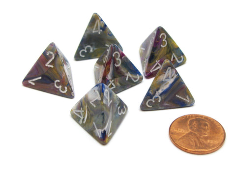 Glitter 12mm Mini 4 Sided D4 Dice, 6 Pieces - Ruby with Gold — Pippd