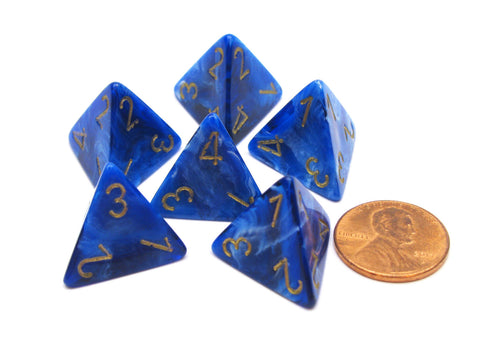 Glitter 12mm Mini 4 Sided D4 Dice, 6 Pieces - Ruby with Gold — Pippd