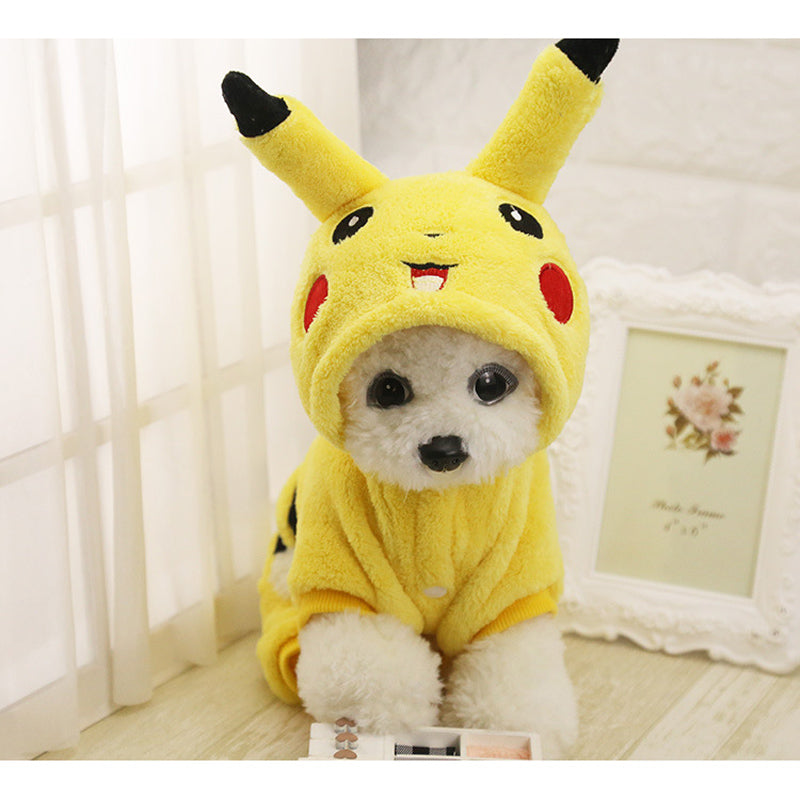 Cute Pikachu Pokemon Hoodie Cosplay Costume For Dog Woof