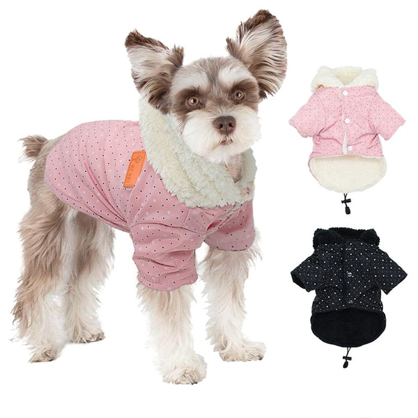 Cute Pattern Fur Colar Fashion Winter Jacket For Small Dogs – Woof Apparel
